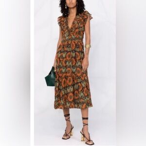 ULLA JOHNSON SAMARA MIDI DRESS SIZE 4 NOCTURNE PRINT EUC